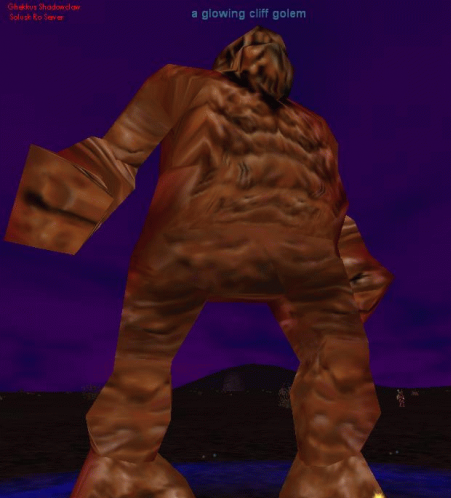 a glowing cliff golem