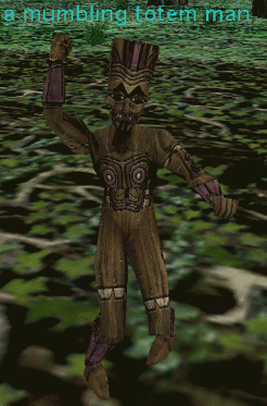 A mumbling totem man