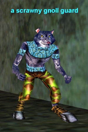 a scrawny gnoll guard