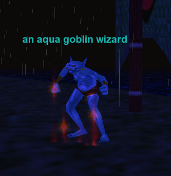 an aqua goblin wizard