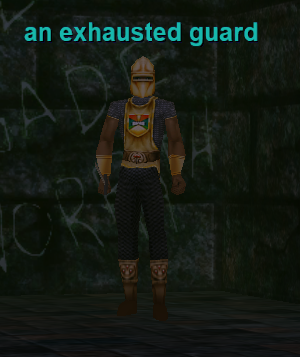 an exhausted guard