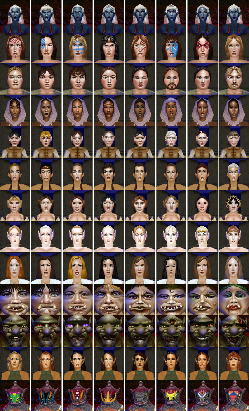 Faces for all classic female races